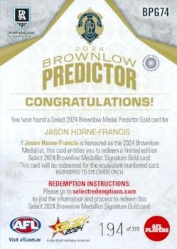 2024 Select AFL Footy Stars - Brownlow Predictor Gold #BPG74 Jason Horne-Francis Back
